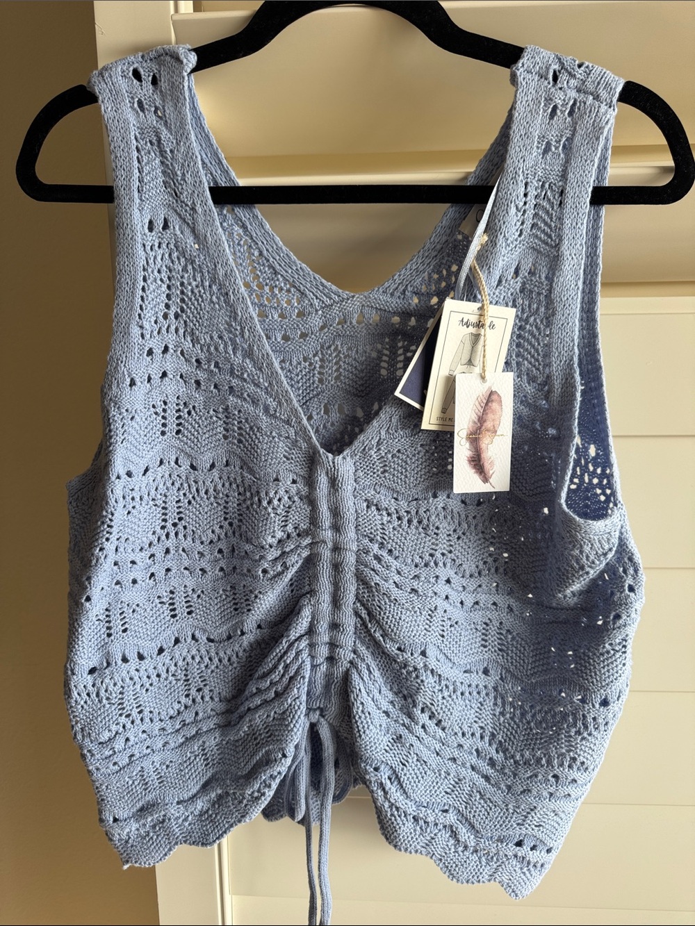 NWT Jessica Simpson Cornflower Blue Knit Drawstring Crop Top! 🩵🩵🩵